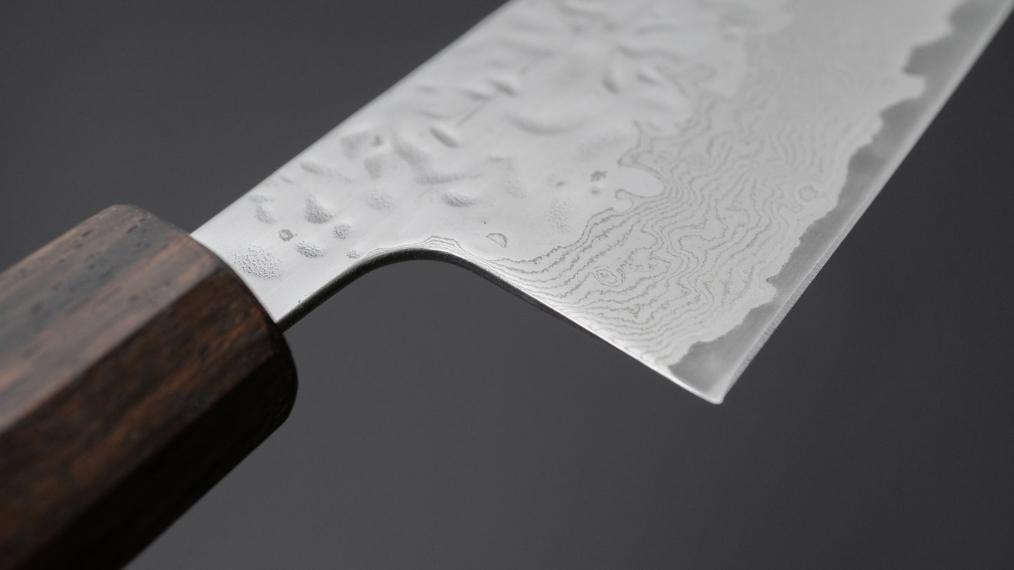 Hitohira Futana Stainless Polished Tsuchime Damascus Gyuto 210mm Tagayasan Handle - HITOHIRA