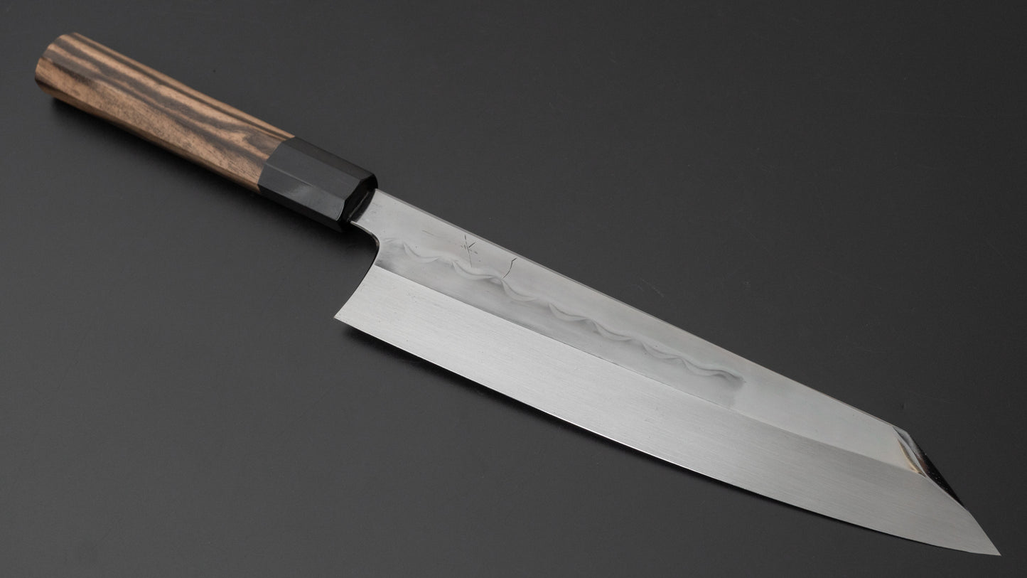 Hitohira Togashi White #1 Mizu Honyaki Kiritsuke Gyuto 240mm Kurokaki Persimmon Handle (#080/ Saya) - HITOHIRA