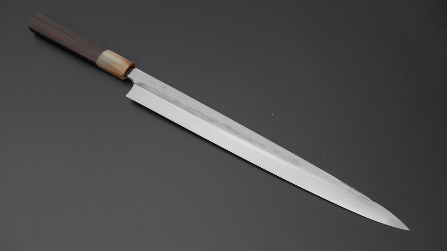 Hitohira Togashi White #1 Mizu Honyaki Fugubiki 300mm Taihei Makassar Ebony Handle (Saya) - HITOHIRA