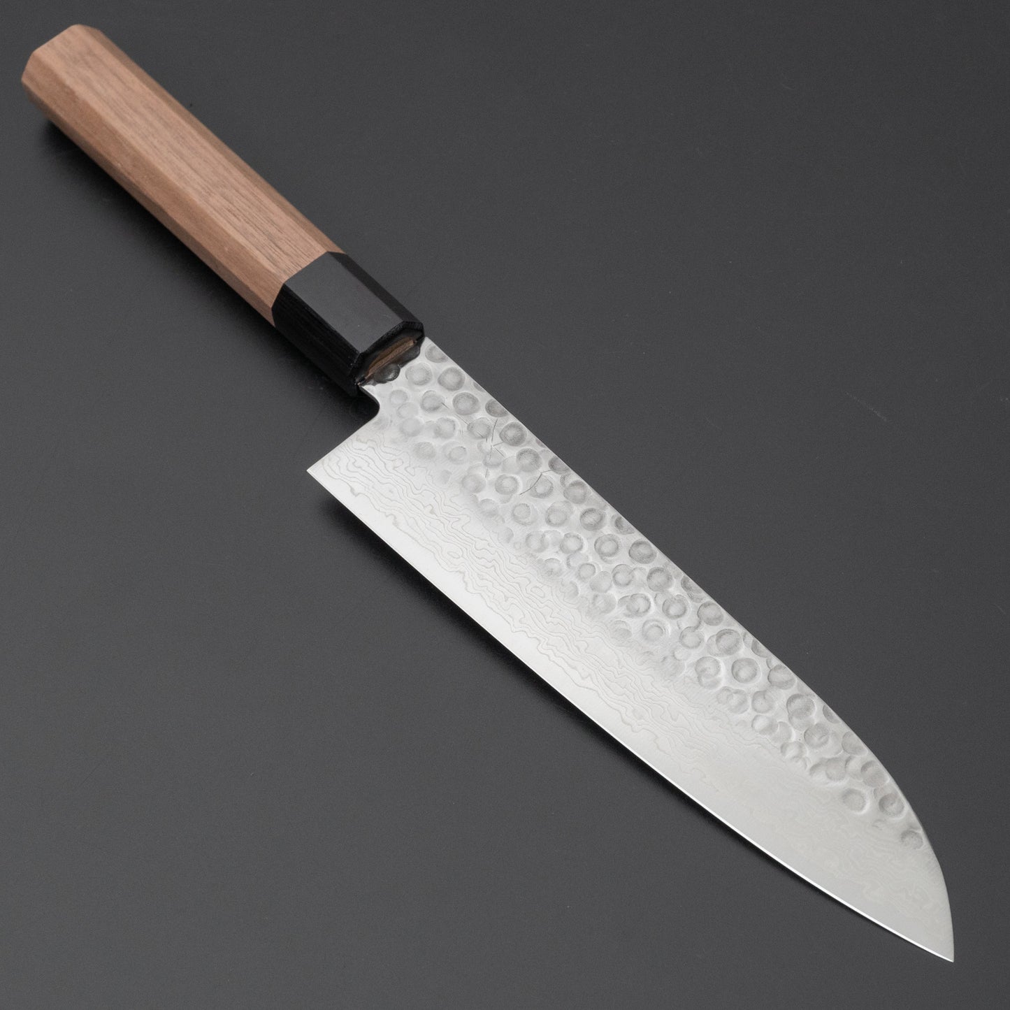 Hitohira HG Tsuchime Damascus Santoku Walnut Handle - HITOHIRA