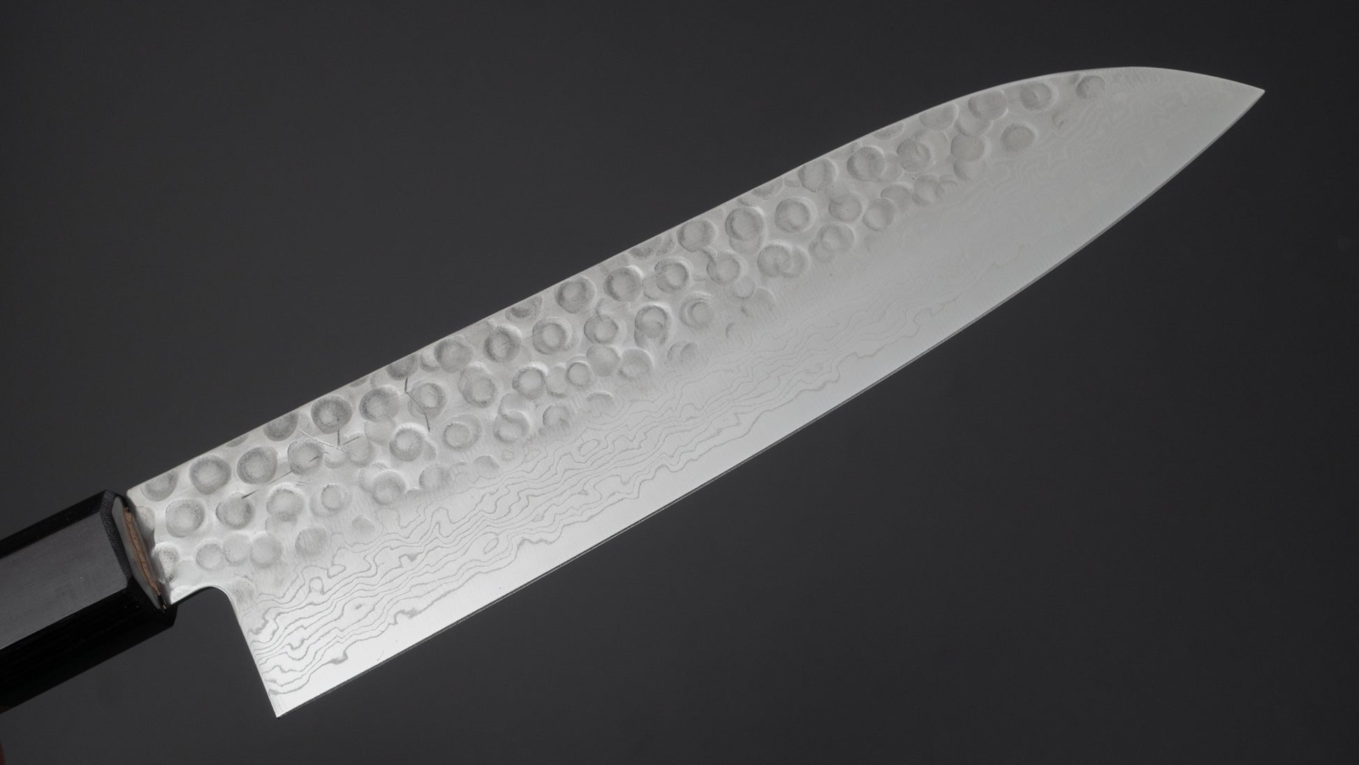 Hitohira HG Tsuchime Damascus Santoku Walnut Handle - HITOHIRA