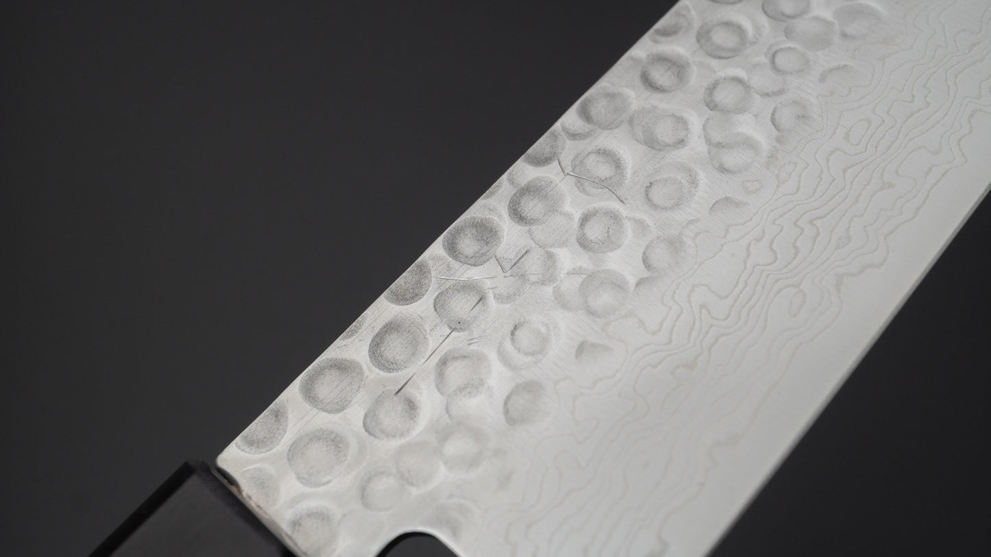 Hitohira HG Tsuchime Damascus Santoku Walnut Handle - HITOHIRA