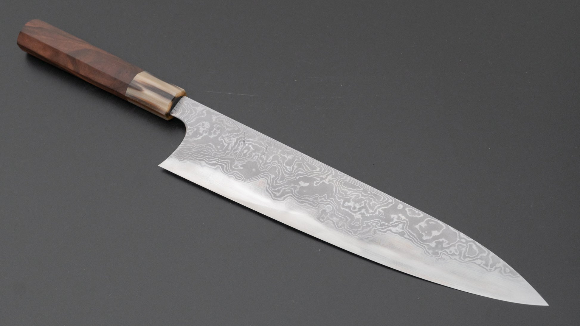 Hitohira Tanaka Yohei Blue #1 Damascus Gyuto 270mm Taihei Makassar Ebony Handle - HITOHIRA