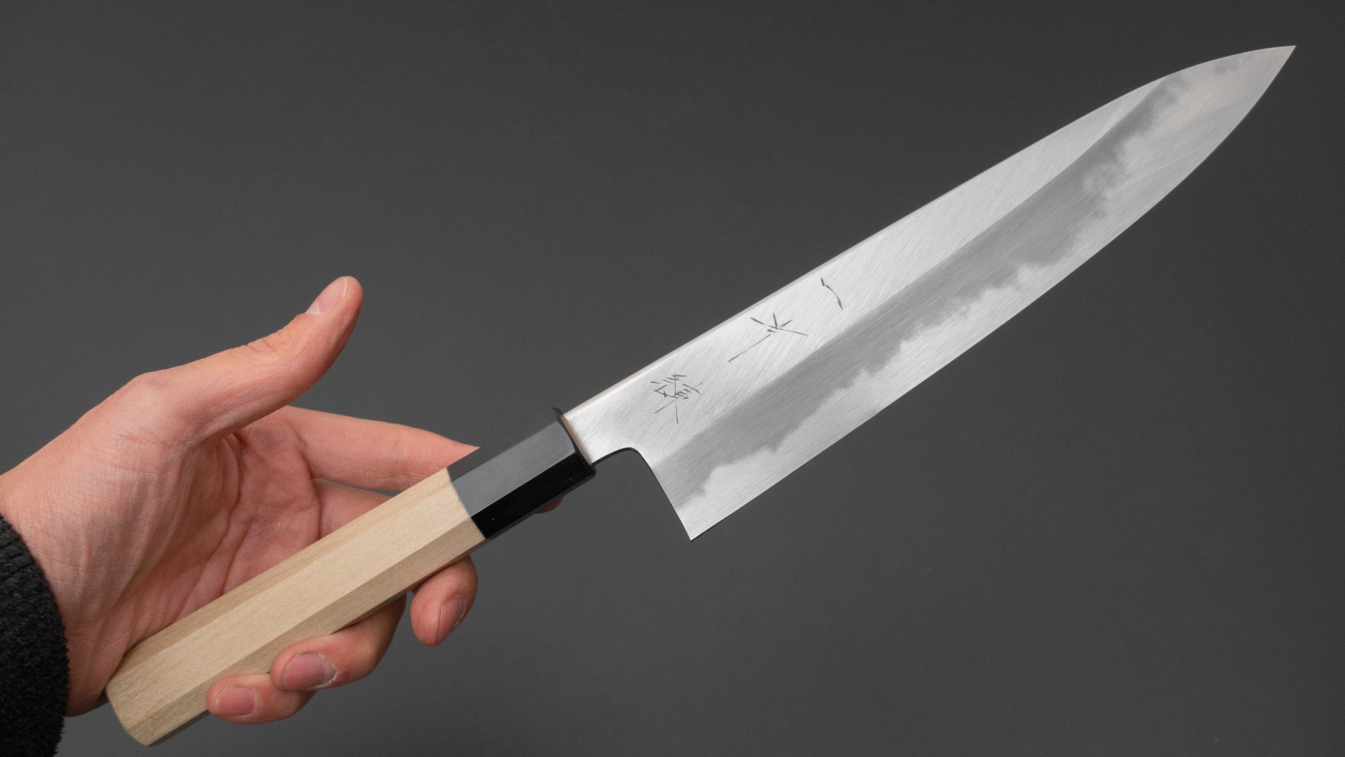 Hitohira Tanaka Ren White #2 Gyuto 210mm Ho Wood Handle - HITOHIRA