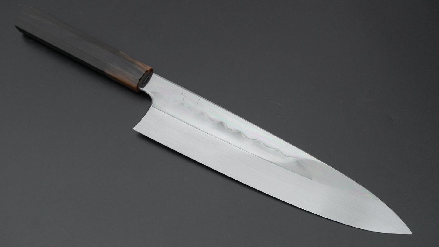 Hitohira Togashi White #1 Mizu Honyaki Gyuto 240mm Taihei Ebony Handle (#081/ Saya) - HITOHIRA