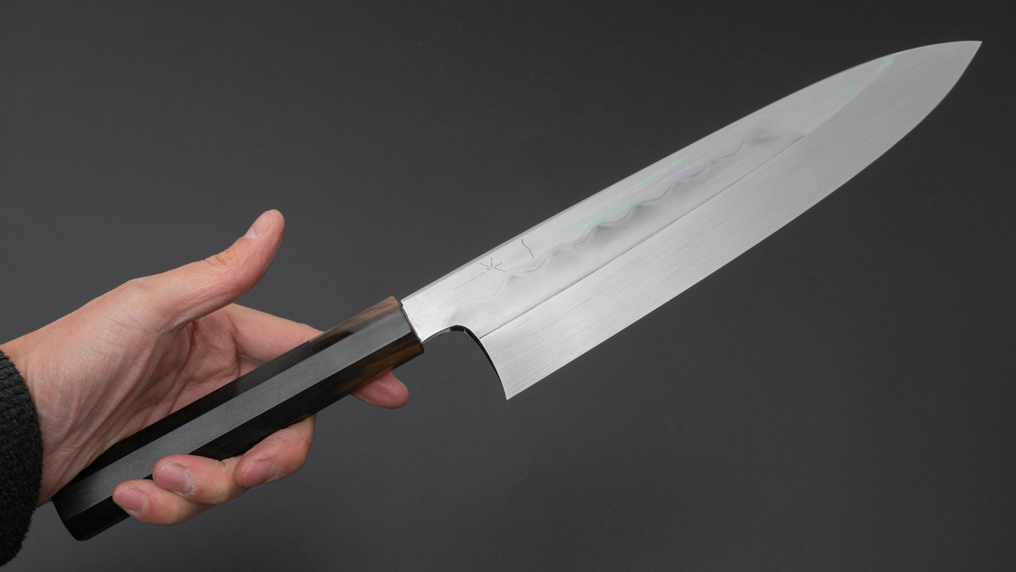 Hitohira Togashi White #1 Mizu Honyaki Gyuto 240mm Taihei Ebony Handle (#081/ Saya) - HITOHIRA