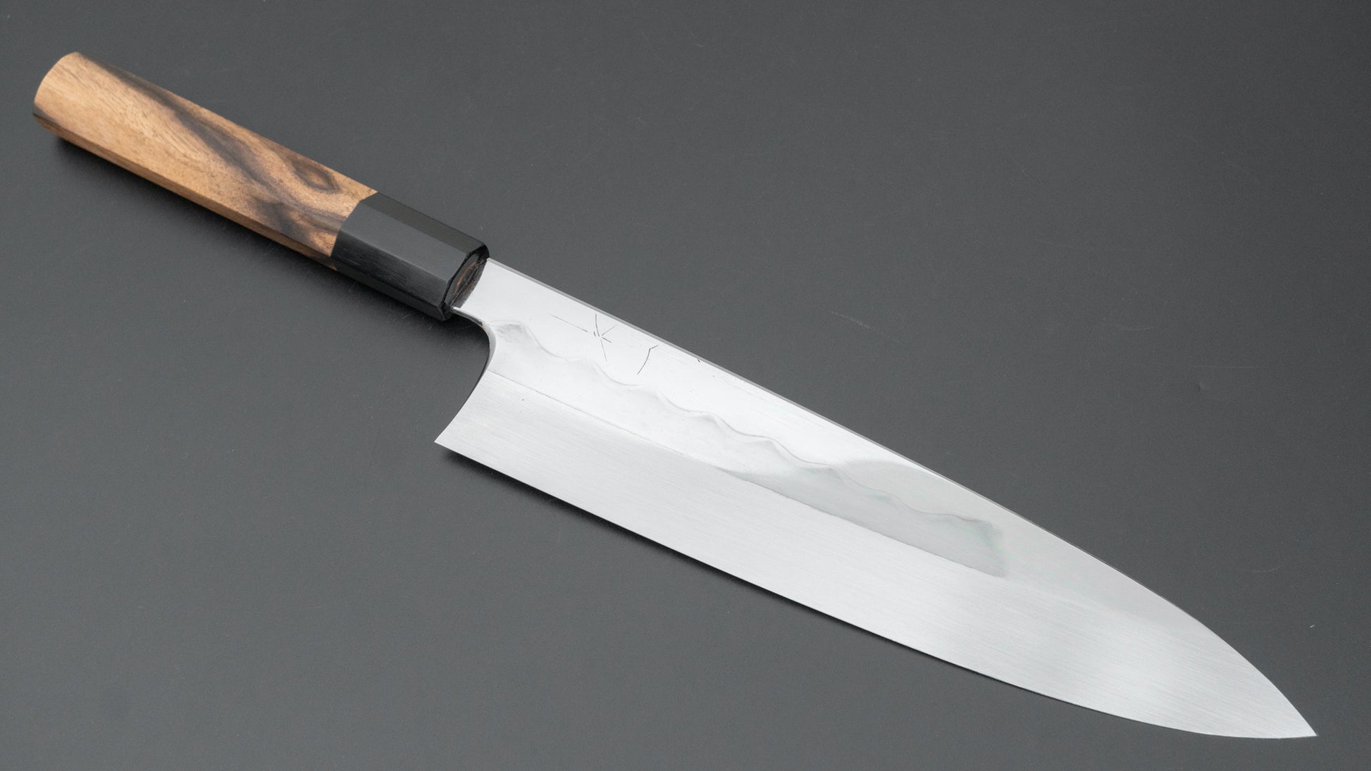 Hitohira Togashi White #1 Mizu Honyaki Gyuto 240mm Kurokaki Persimmon Handle (#082/ Saya) - HITOHIRA