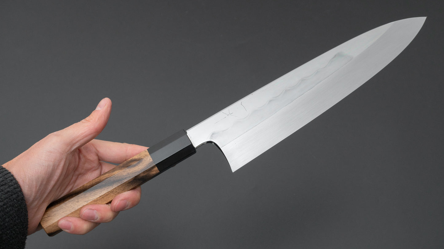 Hitohira Togashi White #1 Mizu Honyaki Gyuto 240mm Kurokaki Persimmon Handle (#082/ Saya) - HITOHIRA