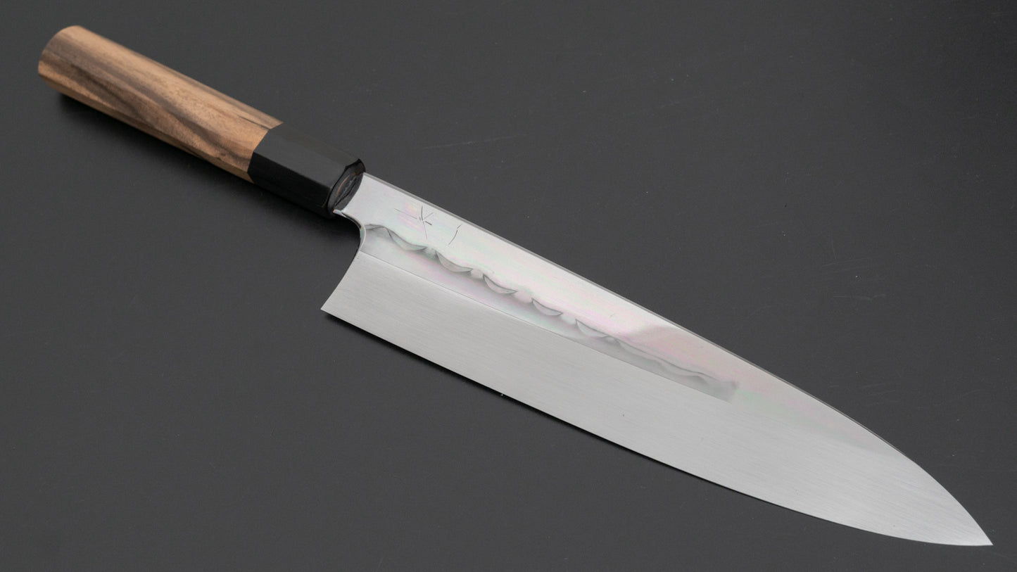 Hitohira Togashi White #1 Mizu Honyaki Gyuto 240mm Kurokaki Persimmon Handle (#087/ Saya) - HITOHIRA