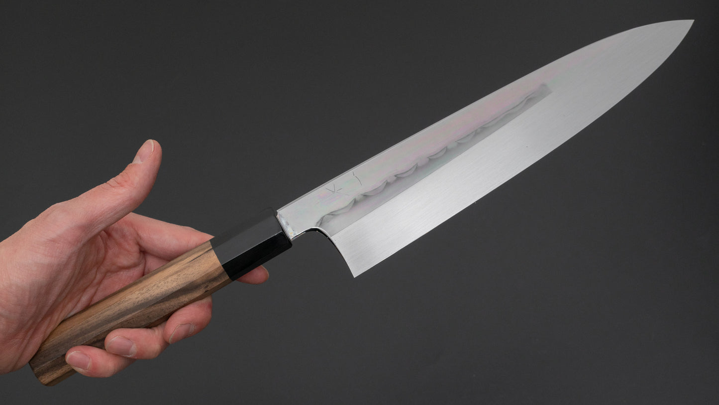 Hitohira Togashi White #1 Mizu Honyaki Gyuto 240mm Kurokaki Persimmon Handle (#087/ Saya) - HITOHIRA