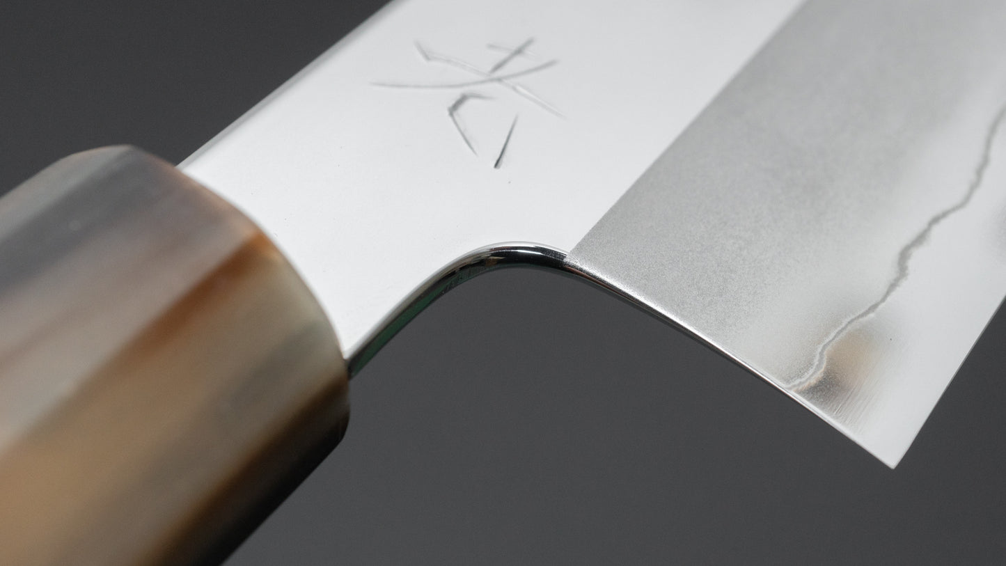 Hitohira Kikuchiyo Rou Silver #3 Mirror Polished Santoku Ebony Handle - HITOHIRA