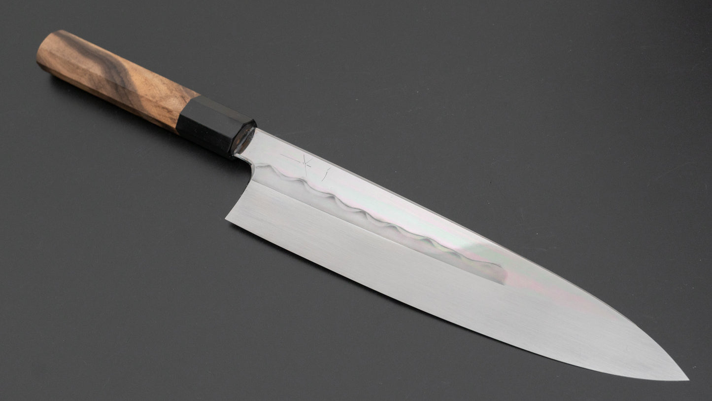 Hitohira Togashi White #1 Mizu Honyaki Gyuto 240mm Kurokaki Persimmon Handle (#089/ Saya) - HITOHIRA