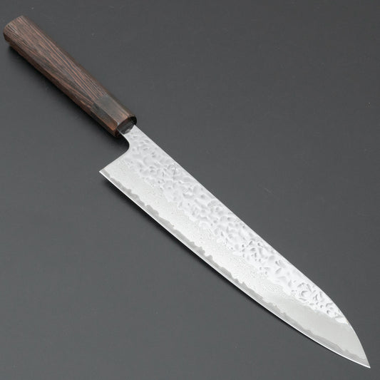 Hitohira Futana Stainless Polished Tsuchime Damascus Gyuto 240mm Tagayasan Handle - HITOHIRA