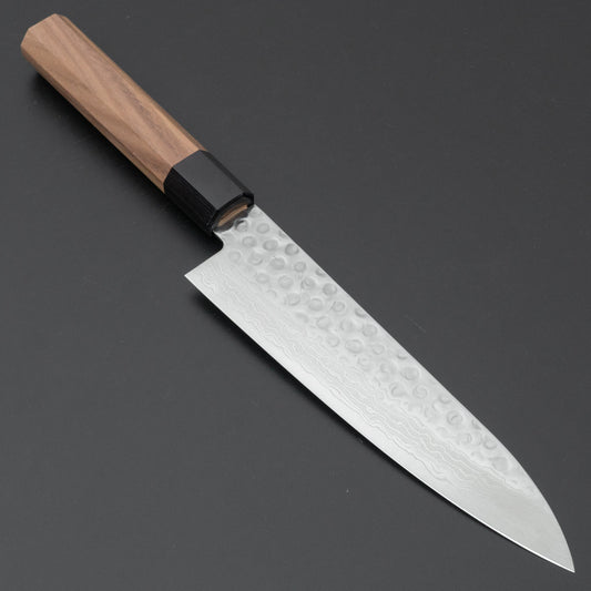 Hitohira HG Tsuchime Damascus Gyuto 180mm Walnut Handle - HITOHIRA