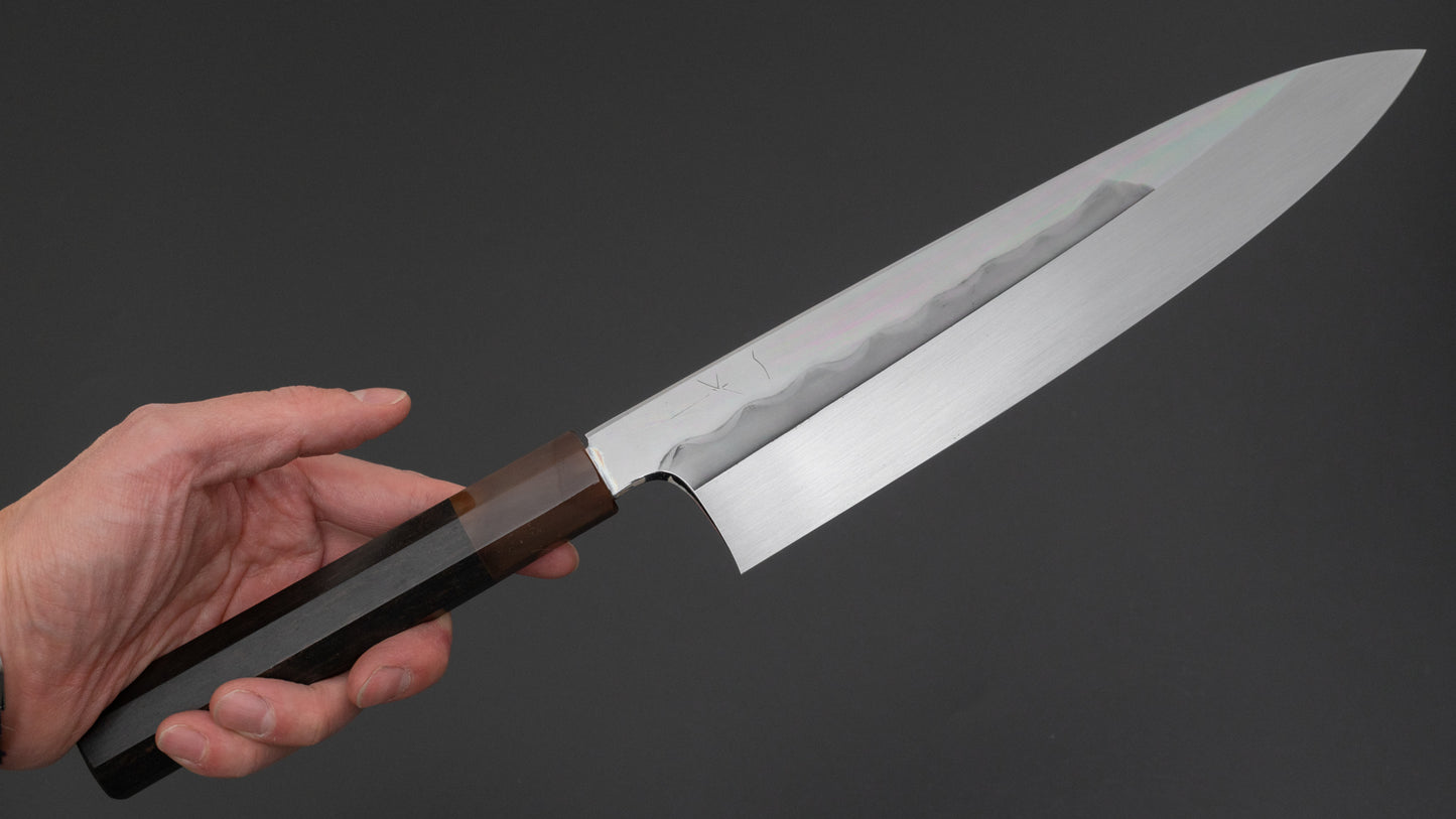 Hitohira Togashi White #1 Mizu Honyaki Gyuto 240mm Taihei Ebony Handle (#091/ Saya) - HITOHIRA