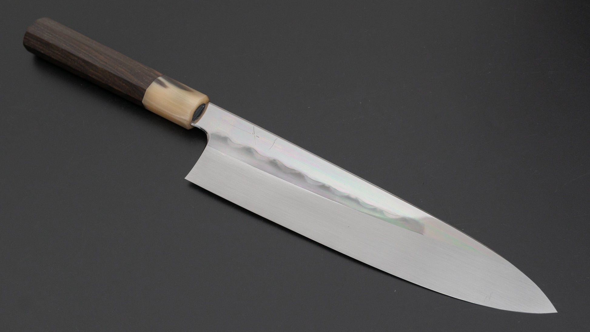 Hitohira Togashi White #1 Mizu Honyaki Gyuto 240mm Taihei Ebony Handle (#092/ Saya) - HITOHIRA