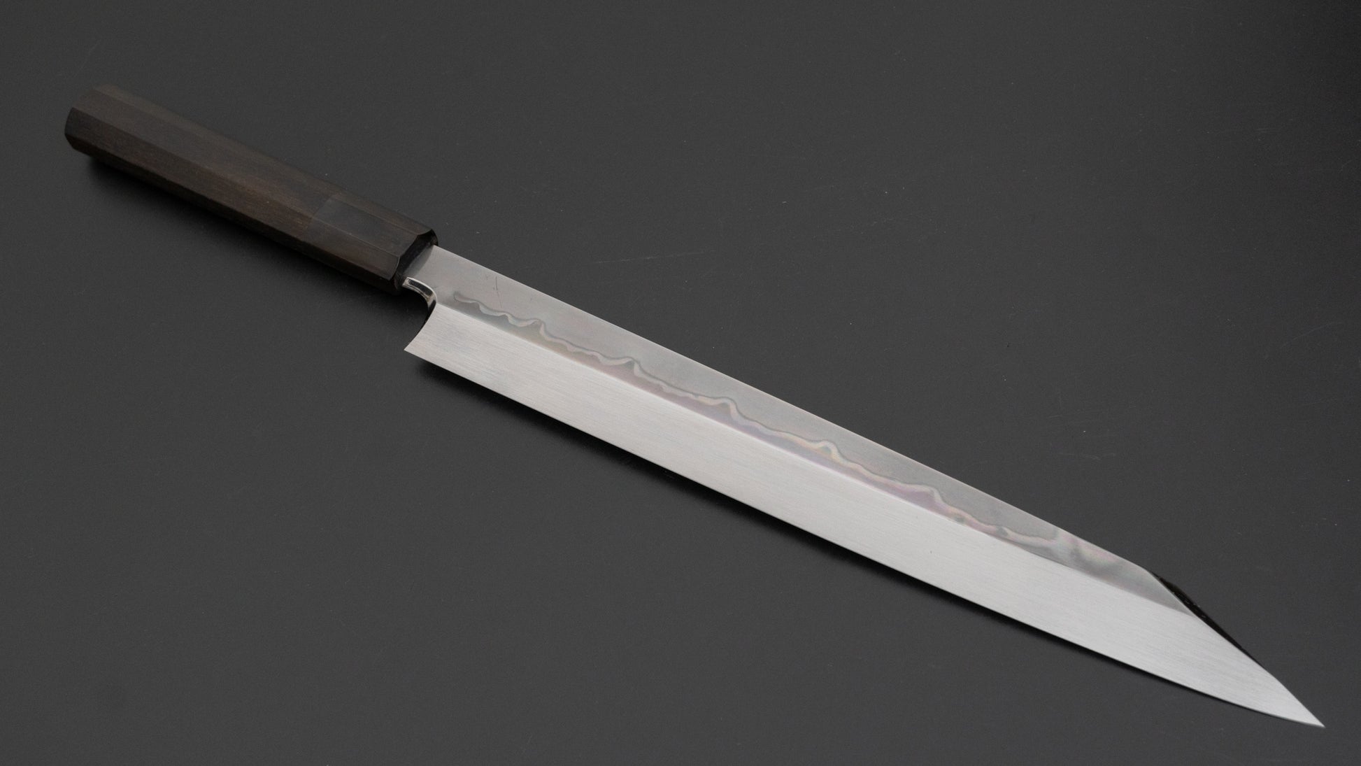 Hitohira Togashi White #1 Sanbonsugi Mizu Honyaki Kiritsuke Yanagiba 300mm Taihei Ebony Handle (Type T/ Saya) - HITOHIRA