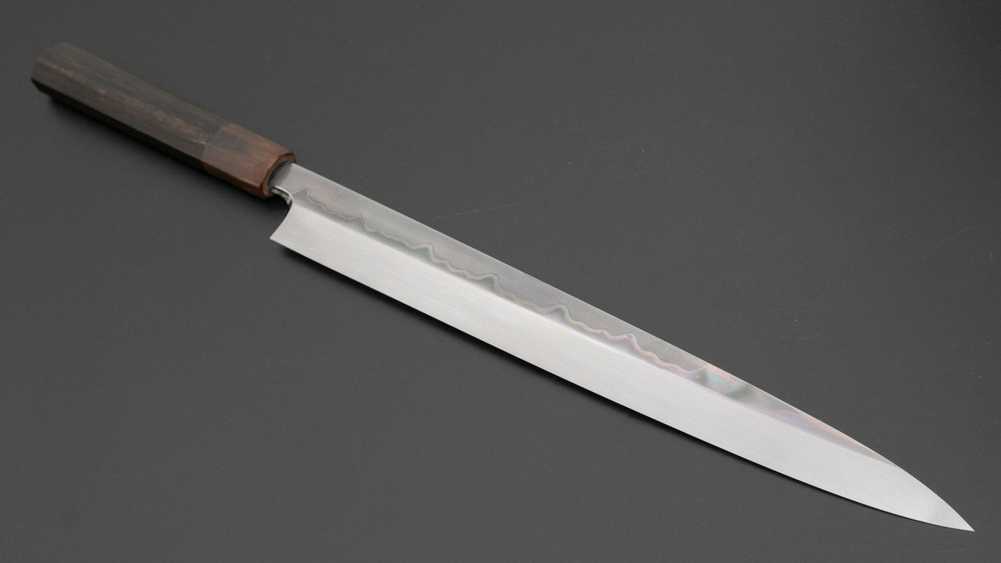 Hitohira Togashi White #1 Sanbonsugi Mizu Honyaki Yanagiba 330mm Taihei Ebony Handle (Saya) - HITOHIRA