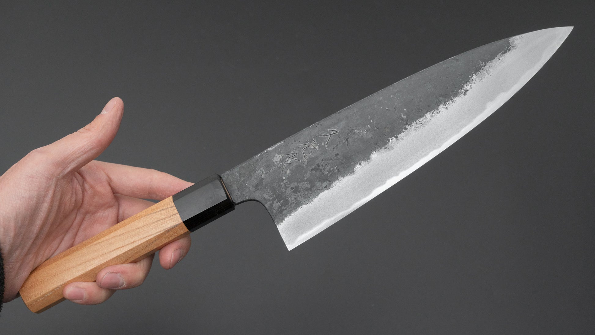 Morihei Hisamoto Kurouchi White #2 Extra Height Gyuto 210mm Keyaki Zelkova Handle - HITOHIRA