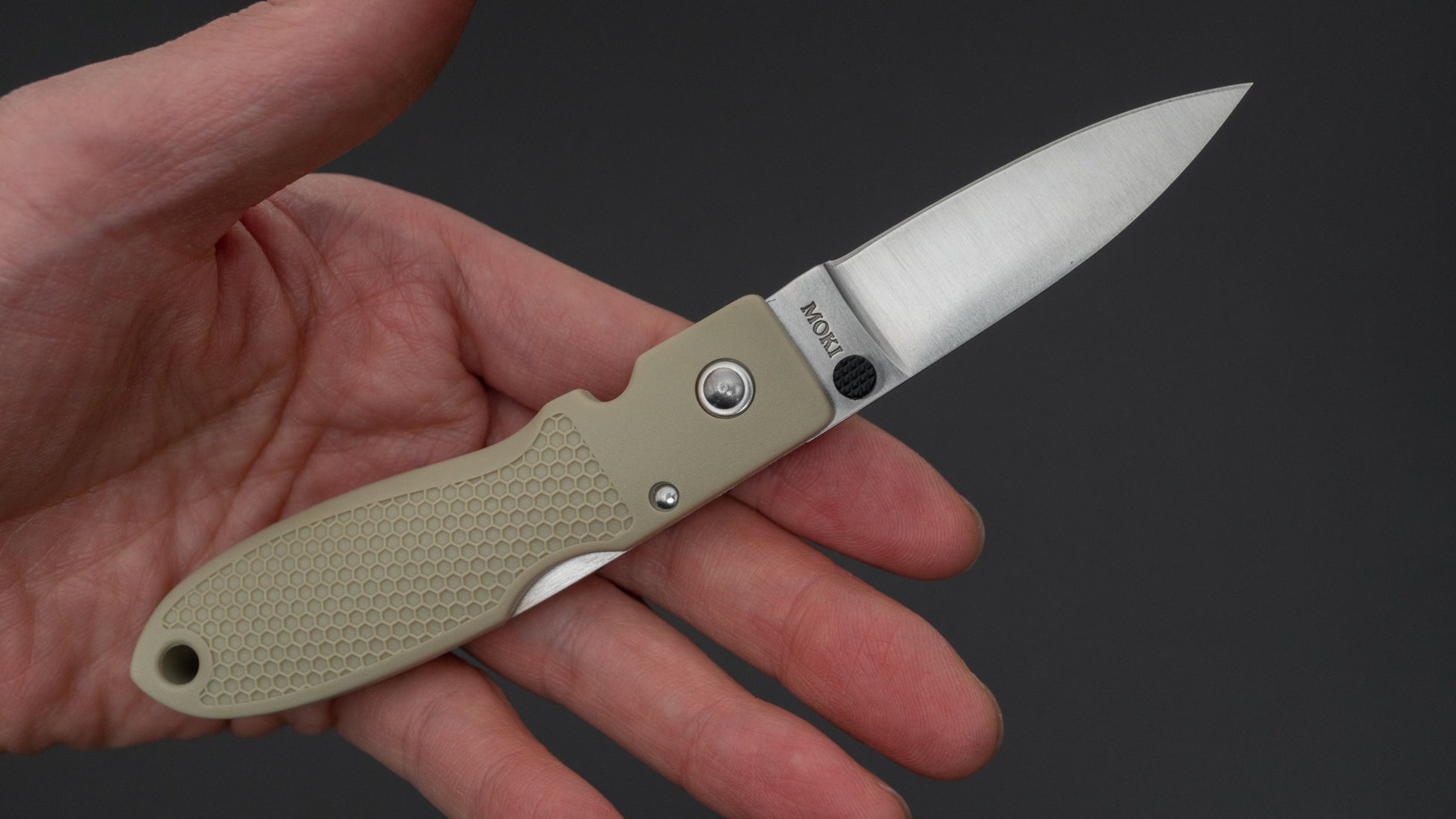 MOKI Coupe Folding Knife Grilon Handle (Sand Beige) - HITOHIRA