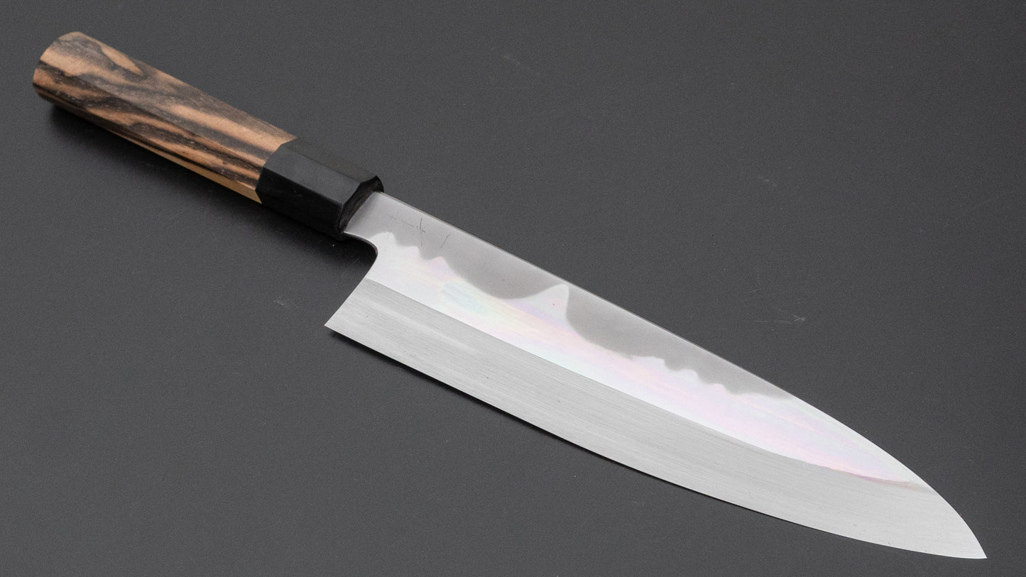 Hitohira Togashi Kyuzo White #1 Fuji Hakumon Mizu Honyaki Gyuto 240mm Kurokaki Persimmon Handle (#094/ Saya) - HITOHIRA