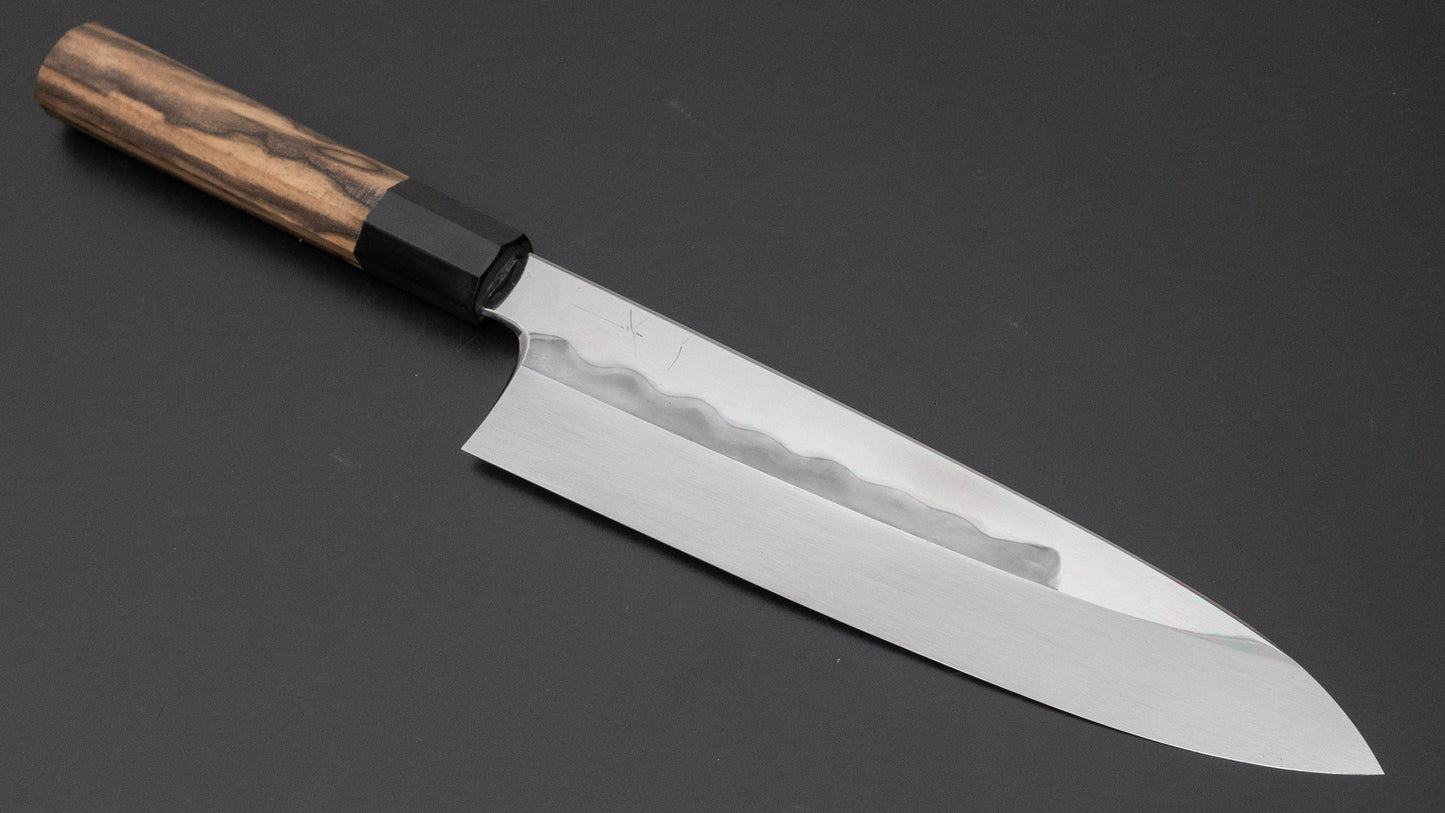 Hitohira Togashi White #1 Mizu Honyaki Gyuto 240mm Kurokaki Persimmon Handle (#097/ Saya) - HITOHIRA