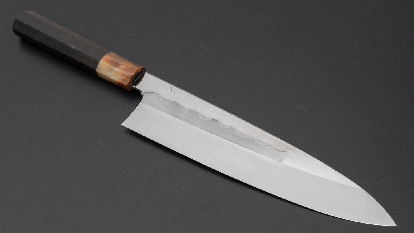 Hitohira Togashi White #1 Mizu Honyaki Gyuto 240mm Taihei Ebony Handle (#098/ Saya) - HITOHIRA