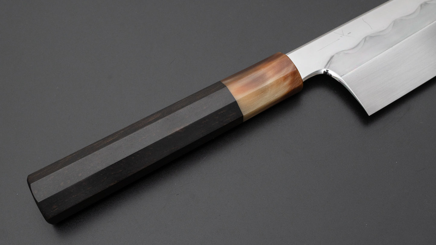 Hitohira Togashi White #1 Mizu Honyaki Gyuto 240mm Taihei Ebony Handle (#098/ Saya) - HITOHIRA