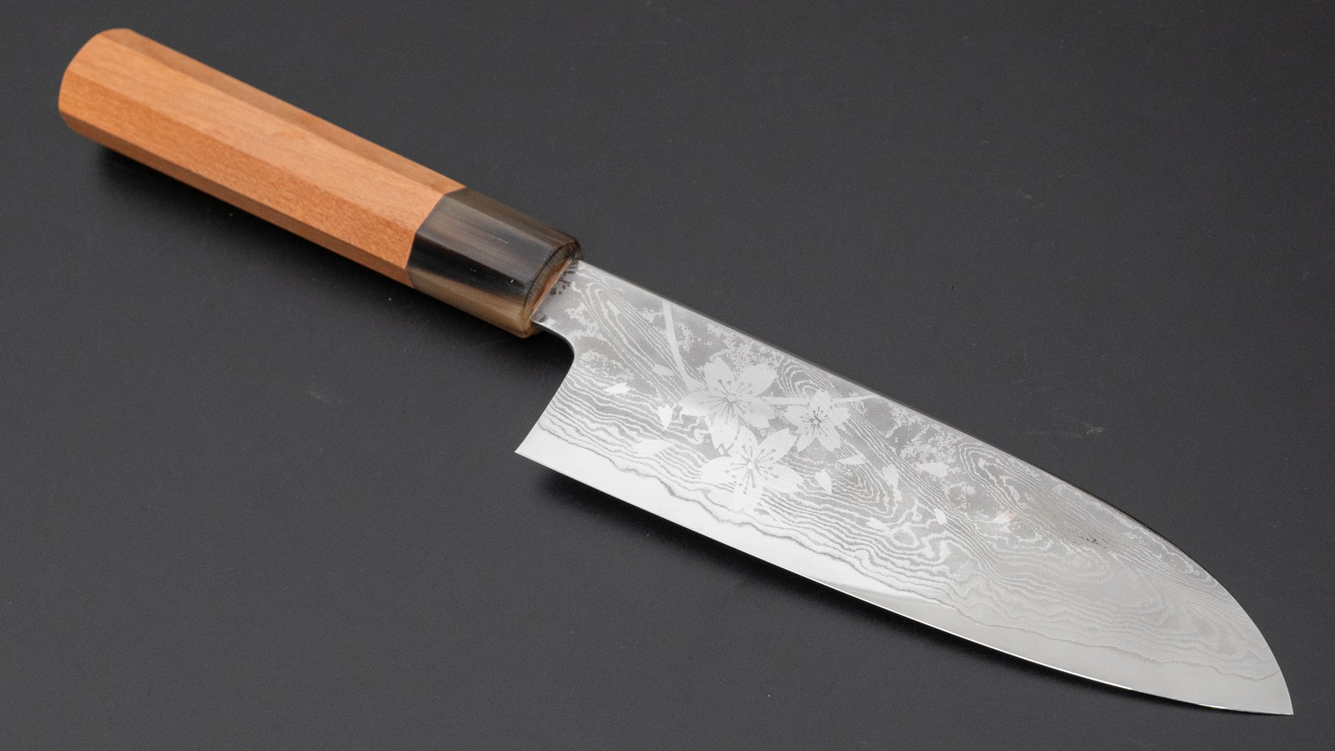 Hitohira Kikuchiyo Rou VG10 Sakura Damascus Santoku Sakura Handle - HITOHIRA