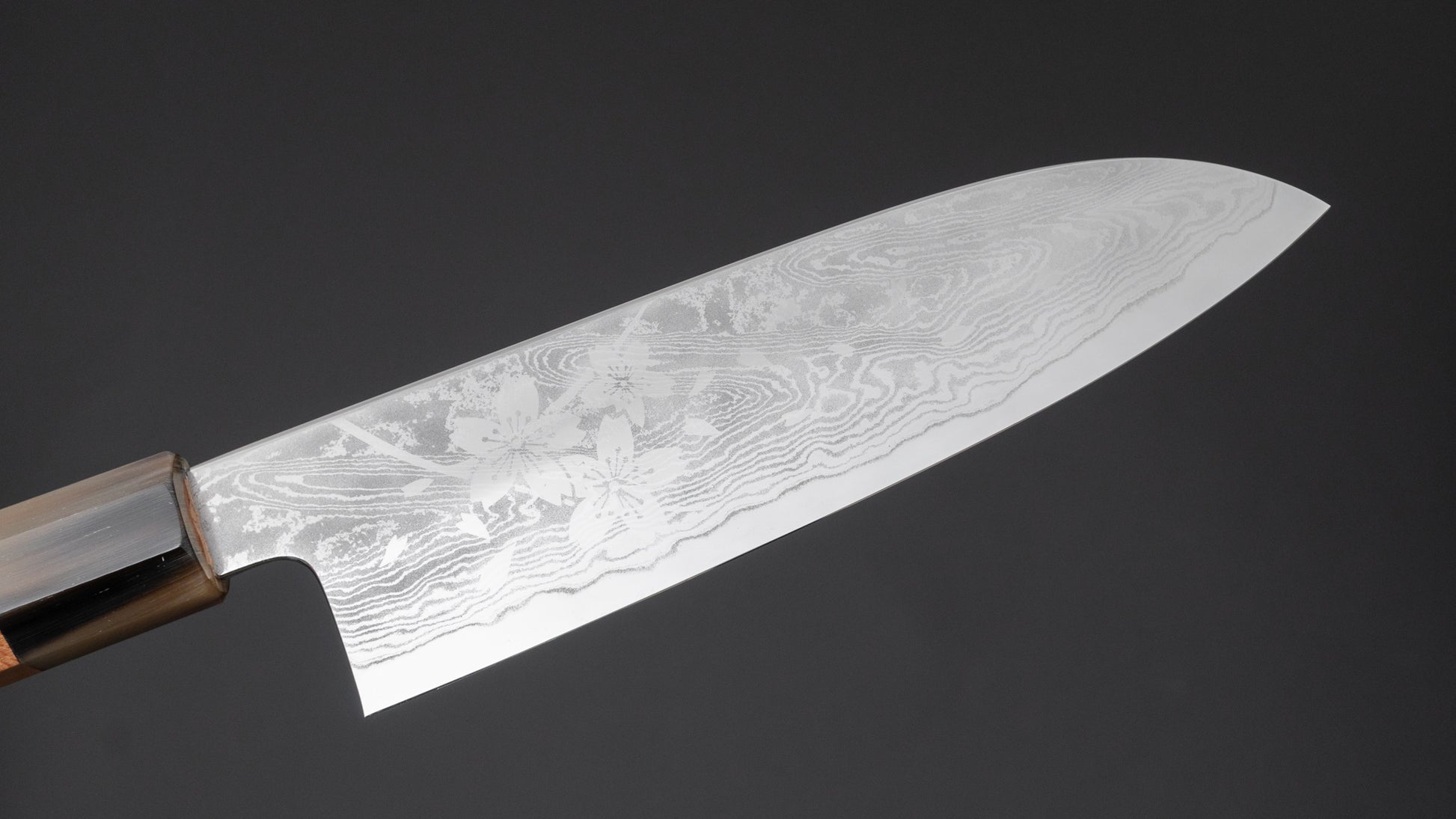 Hitohira Kikuchiyo Rou VG10 Sakura Damascus Santoku Sakura Handle - HITOHIRA