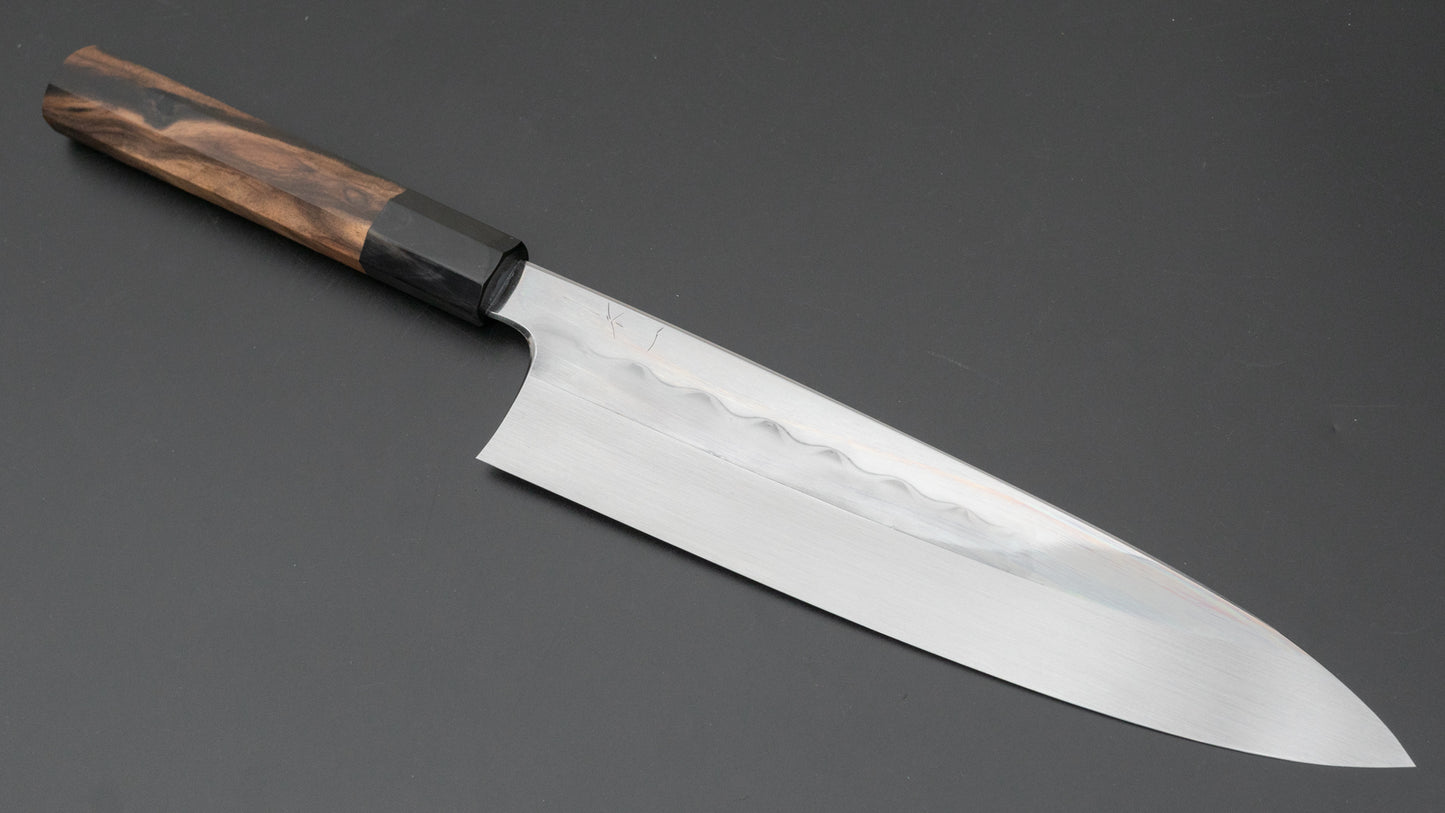 Hitohira Togashi White #1 Mizu Honyaki Gyuto 240mm Kurokaki Persimmon Handle (#084/ Saya) - HITOHIRA