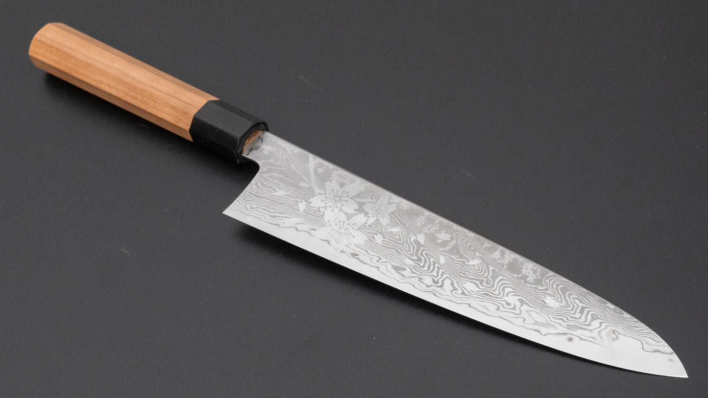 Hitohira Kikuchiyo Rou VG10 Sakura Damascus Gyuto 240mm Sakura Handle - HITOHIRA