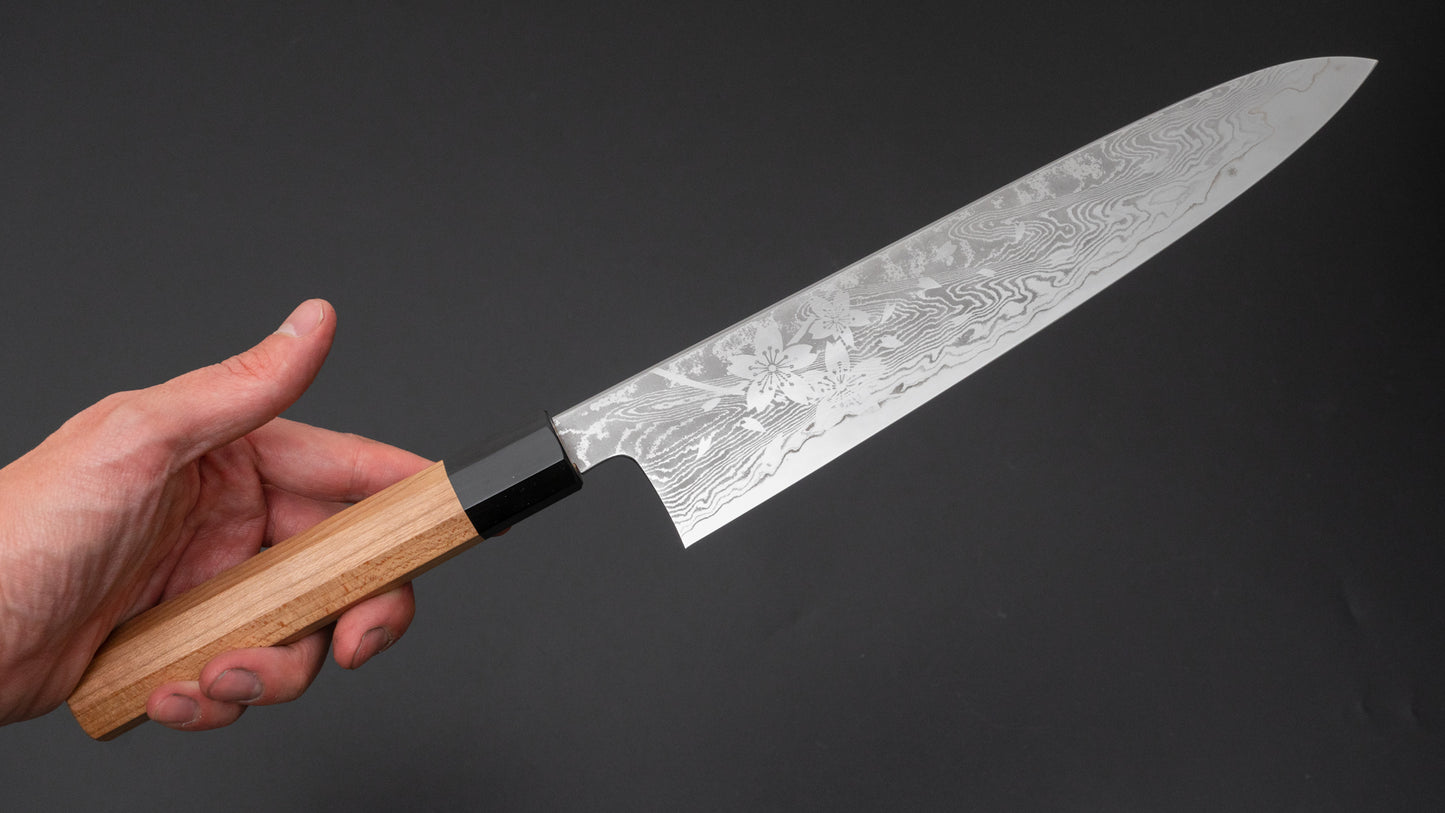 Hitohira Kikuchiyo Rou VG10 Sakura Damascus Gyuto 240mm Sakura Handle - HITOHIRA