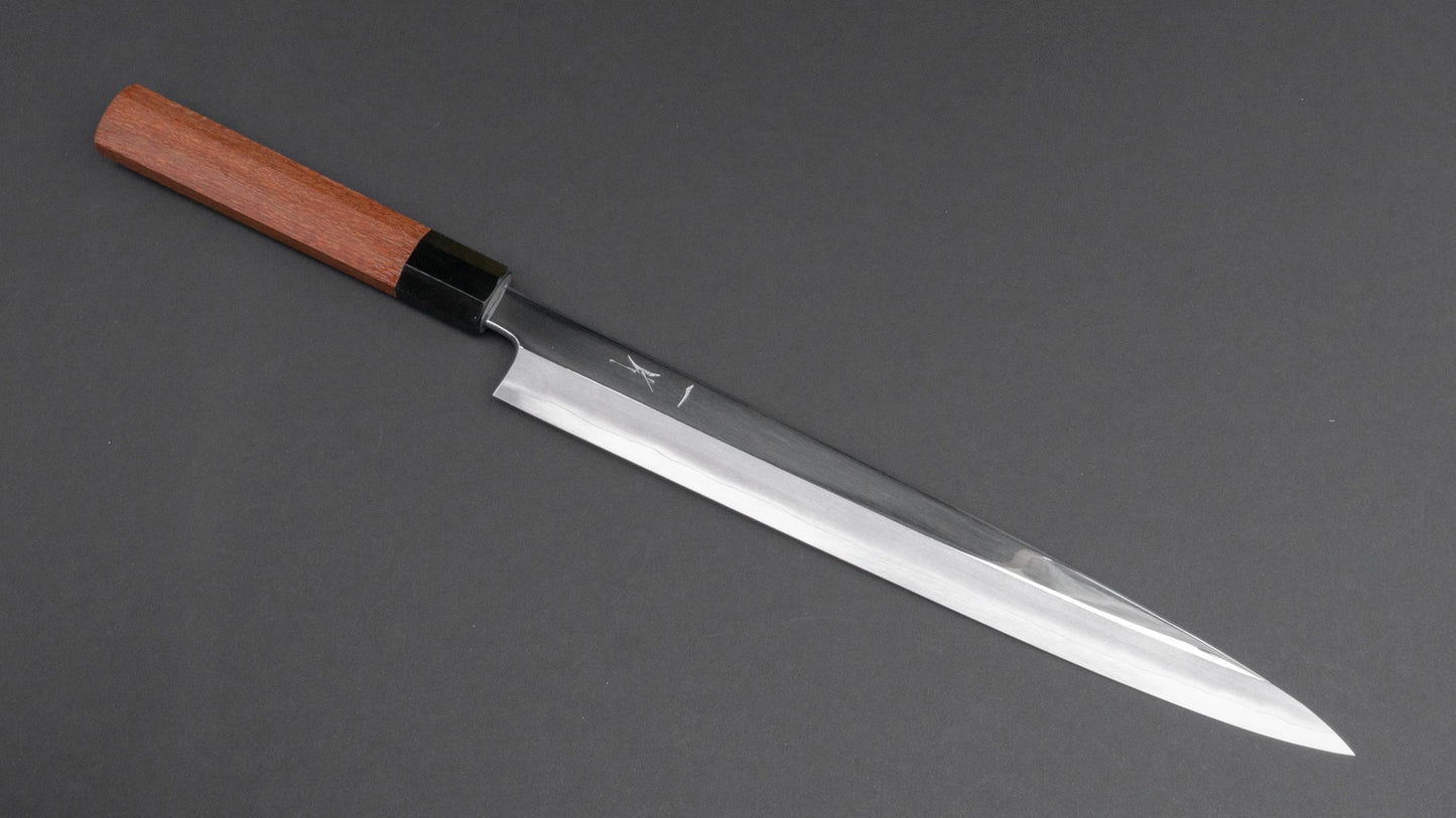 Hitohira Kikuchiyo Mosuke Silver #3 Yanagiba 300mm Lacewood Handle (Mirror Polished/ Saya) | HITOHIRA