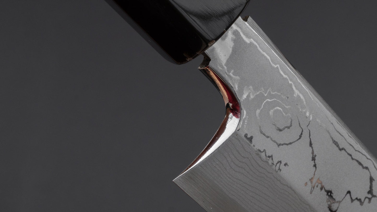 Hitohira Tanaka Mosuke Blue #1 Damascus Yanagiba 300mm Ebony Handle (Special Edition with Ebony Saya) | HITOHIRA