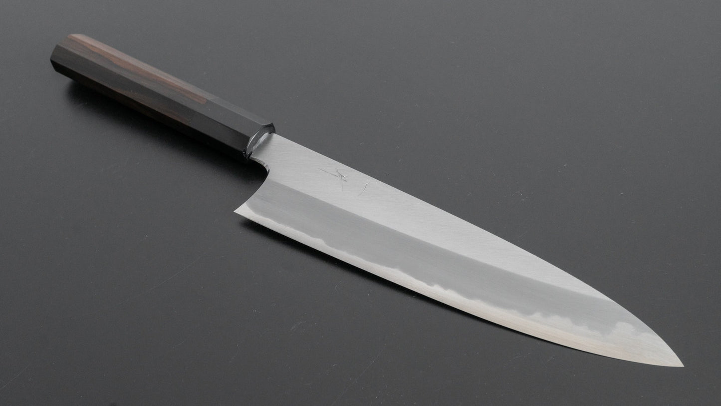 Hitohira Togashi White #1 Migaki Gyuto 210mm Taihei Makassar Ebony Handle (Discounted) - HITOHIRA