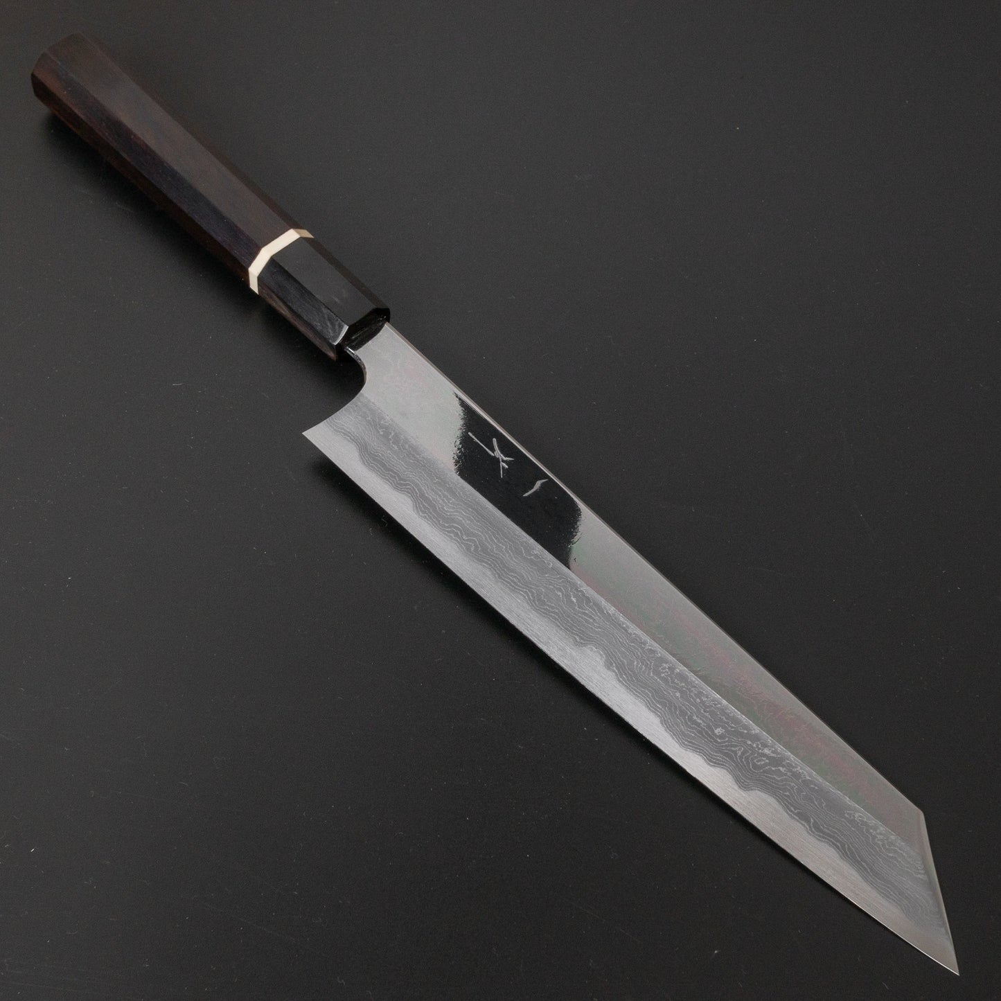 Hitohira Tanaka Kambei Blue #1 Damascus Mirror Polished Kiritsuke Gyuto 240mm Ebony Handle (Saya/ Limited #004) | HITOHIRA