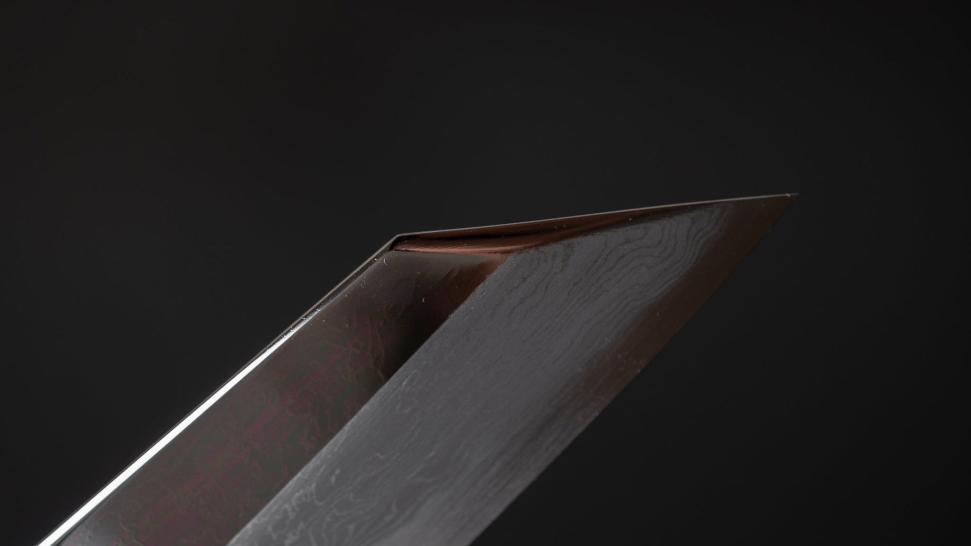 Hitohira Tanaka Kambei Blue #1 Damascus Mirror Polished Kiritsuke Gyuto 240mm Ebony Handle (Saya/ Limited #004) | HITOHIRA