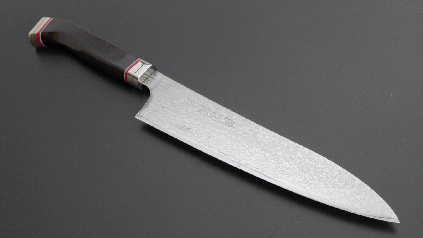 Hitohira Imojiya TH Damascus Gyuto 210mm Fusion Ebony Handle - HITOHIRA