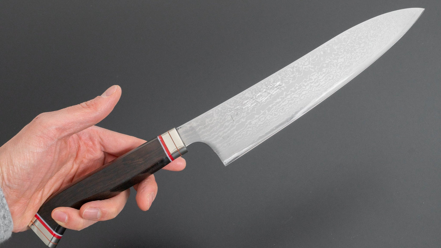 Hitohira Imojiya TH Damascus Gyuto 210mm Fusion Ebony Handle - HITOHIRA