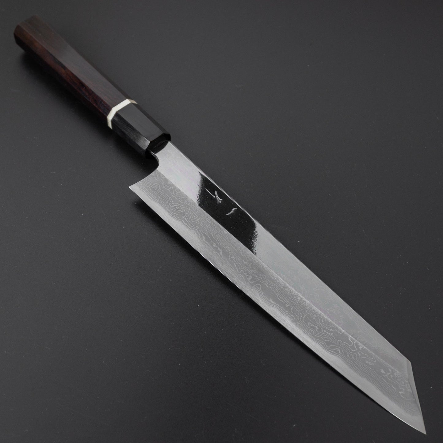 Hitohira Tanaka kambei Blue #1 Damascus Mirror Polished Kiritsuke Gyuto 240mm Ebony Handle (Saya/ Limited #007) | HITOHIRA