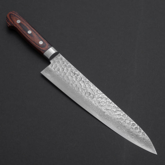 Hitohira HG Tsuchime Damascus Gyuto 240mm Imitation Mahogany Handle | HITOHIRA