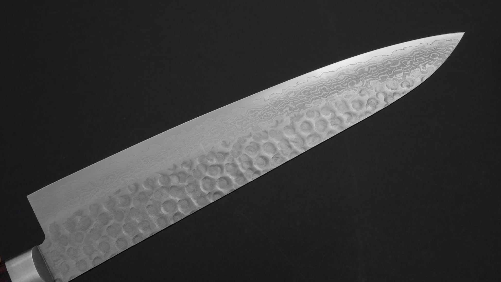 Hitohira HG Tsuchime Damascus Gyuto 240mm Imitation Mahogany Handle | HITOHIRA