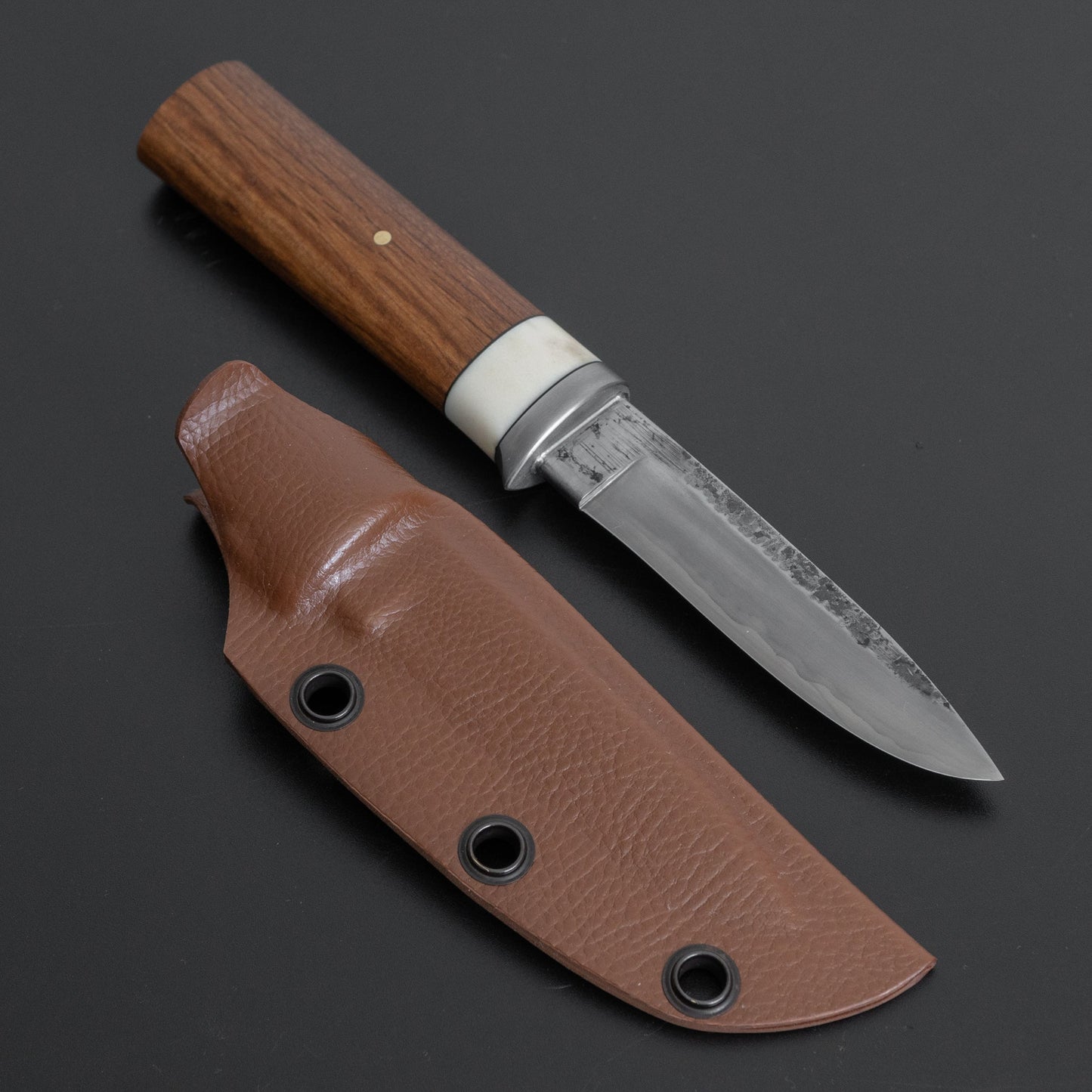 Kanatoko Work Knife Fixed Blade 80mm Red Oak Handle (#003) - HITOHIRA