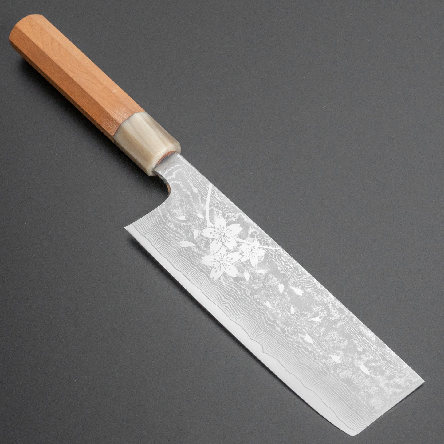 Hitohira Sakura Damascus Nakiri Sakura Handle (Kyuzo Sharpening) - HITOHIRA