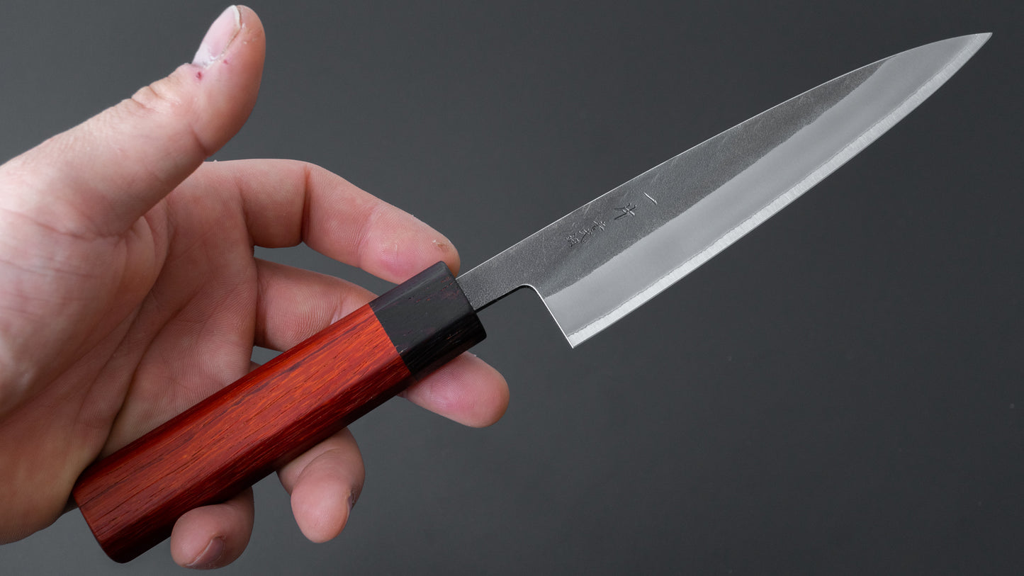 Hitohira TD Blue #2 Stainless Clad Kurouchi Petty 135mm Padauk Handle - HITOHIRA