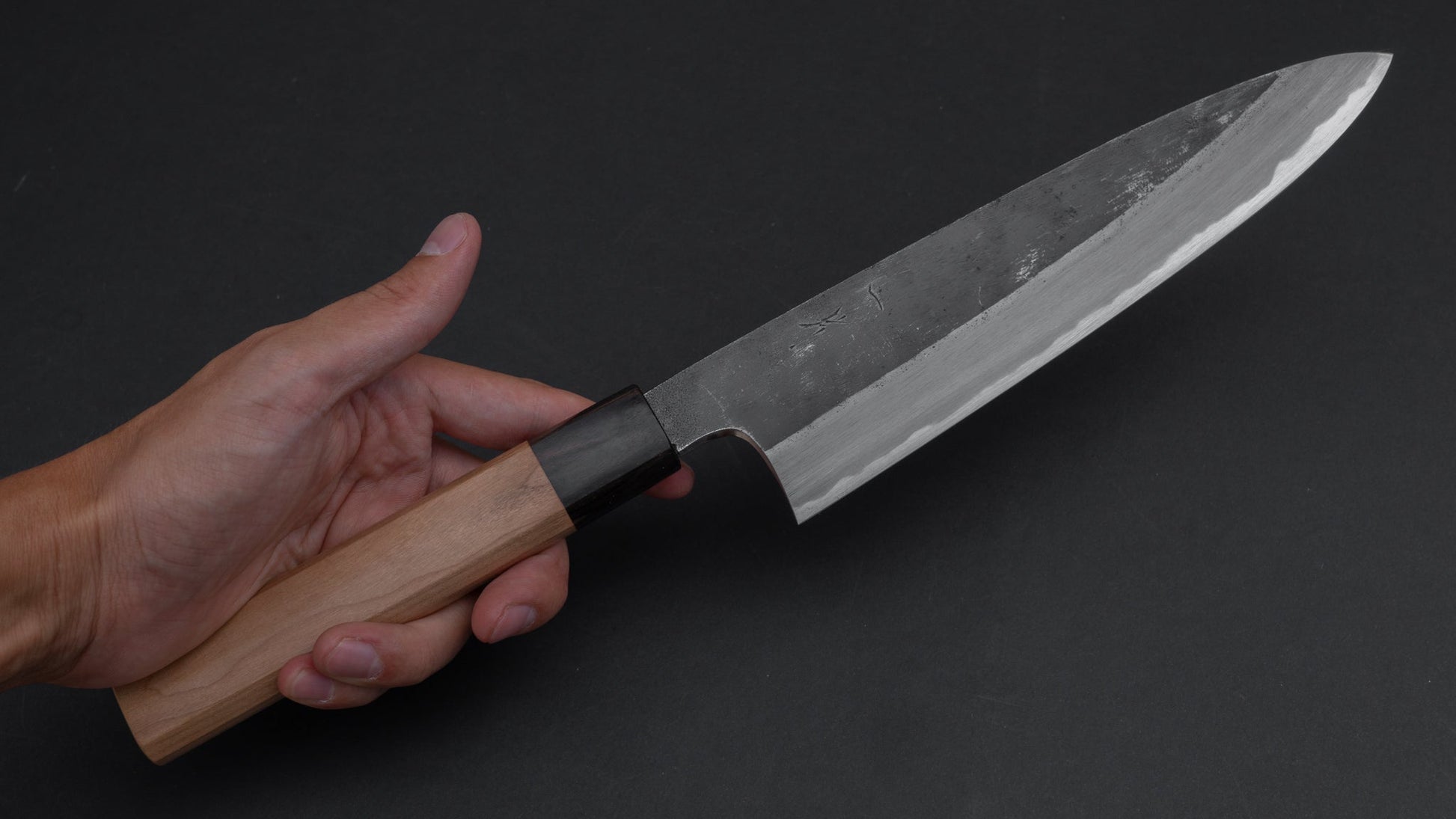 Hitohira Togashi Blue #2 Kurouchi Gyuto 210mm Cherry Wood Handle | HITOHIRA