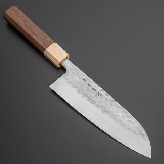 Hitohira TD SLD Tsuchime Santoku 165mm Walnut Handle - HITOHIRA