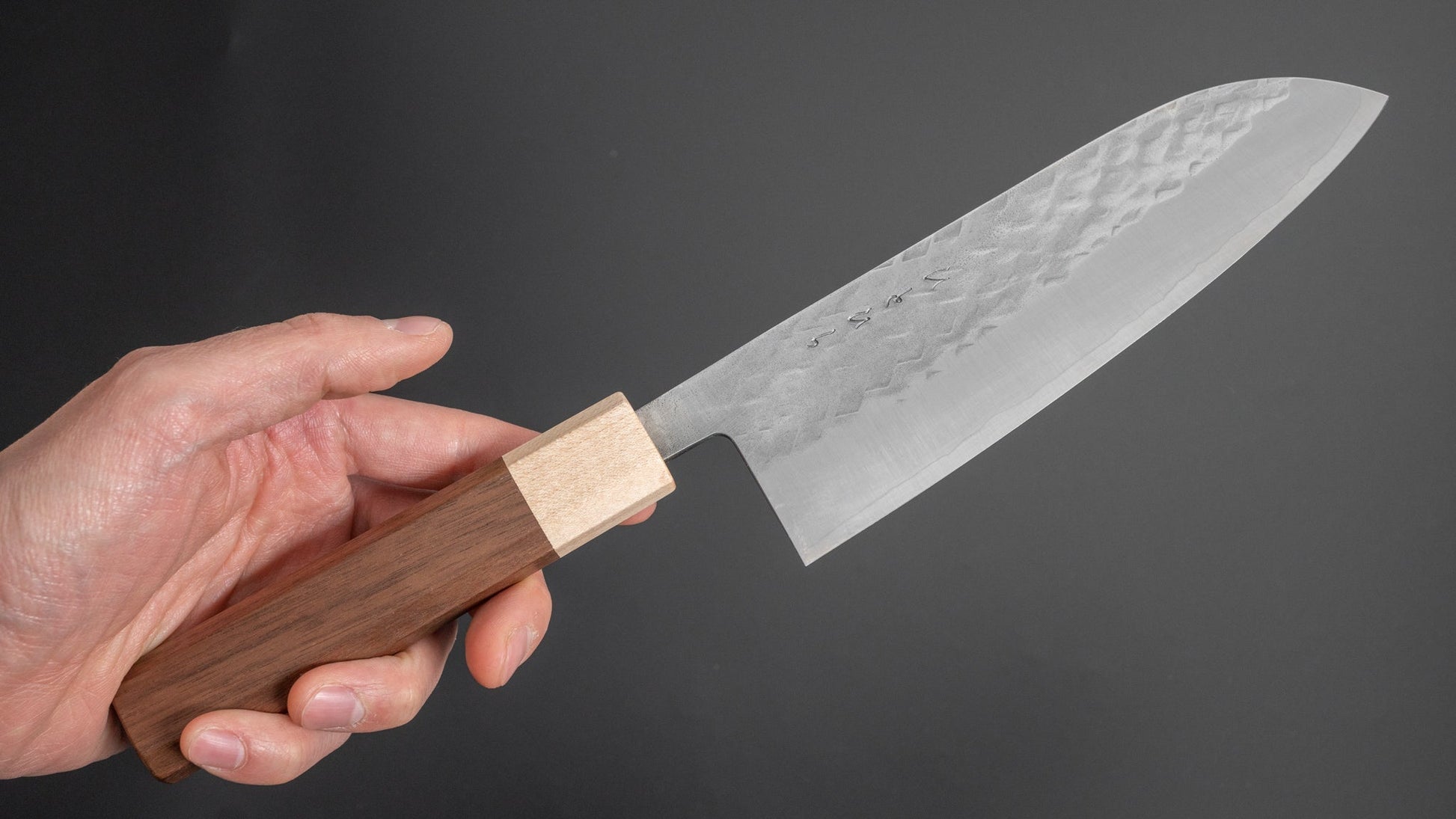 Hitohira TD SLD Tsuchime Santoku 165mm Walnut Handle - HITOHIRA