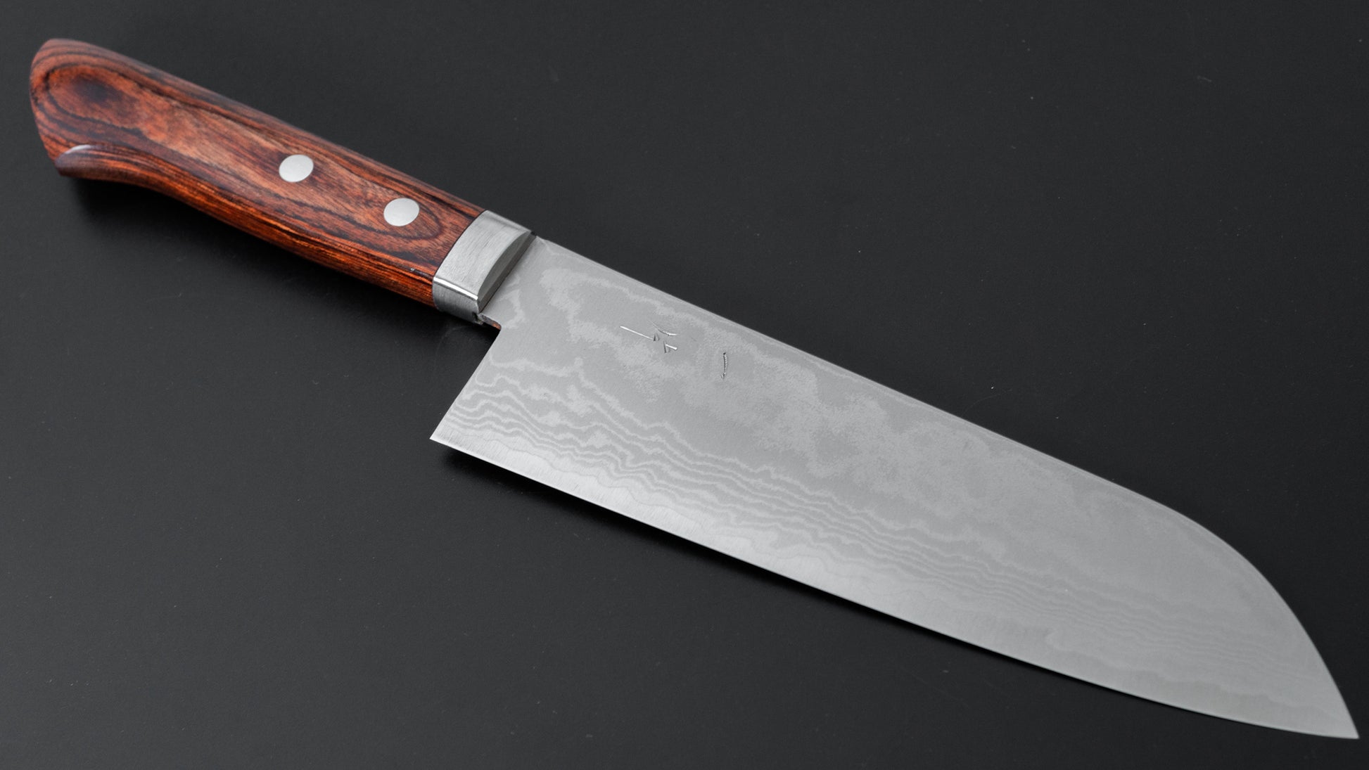 Hitohira NM Damascus Santoku 165mm Imitation Mahogany Handle - HITOHIRA